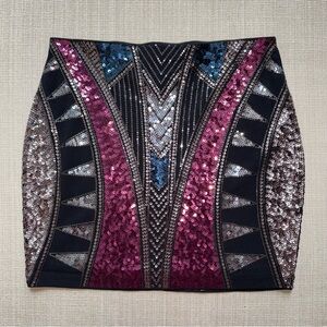 NWT Express Sequin Embellished Skirt - Black, Pink, Blue - Elastic Waist